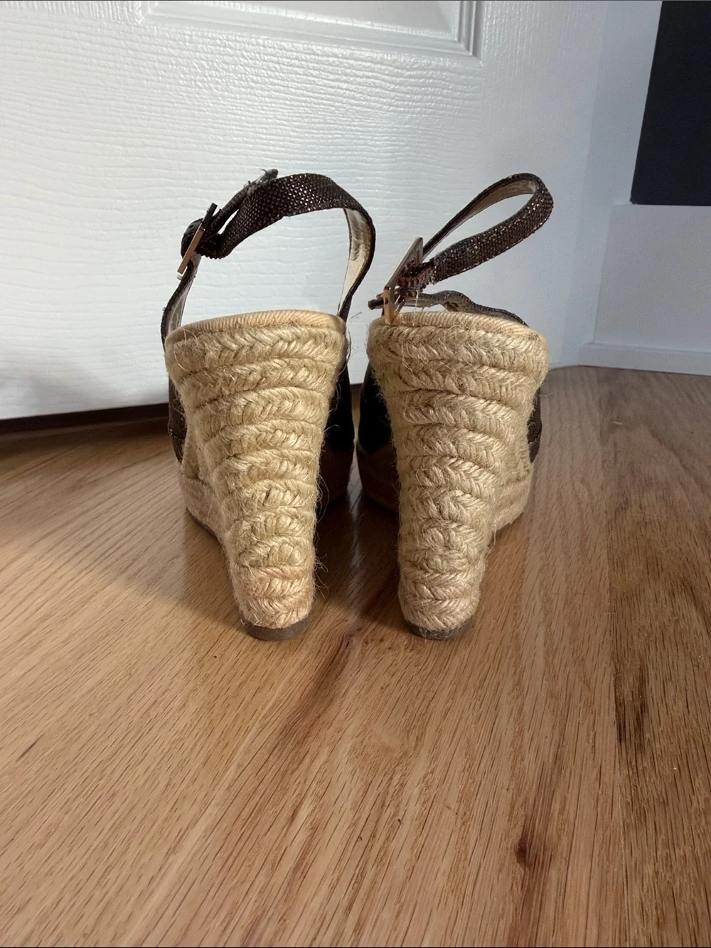 Banana Republic Dark Brown Espadrille Wedge Slingbacks
